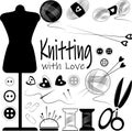 A set of items for sewing and knitting Royalty Free Stock Photo